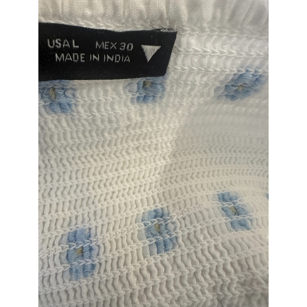 Zara Floral Embroidered Tiered Maxi Sundress Smocked White Blue Dress Size Large - Picture 14 of 16